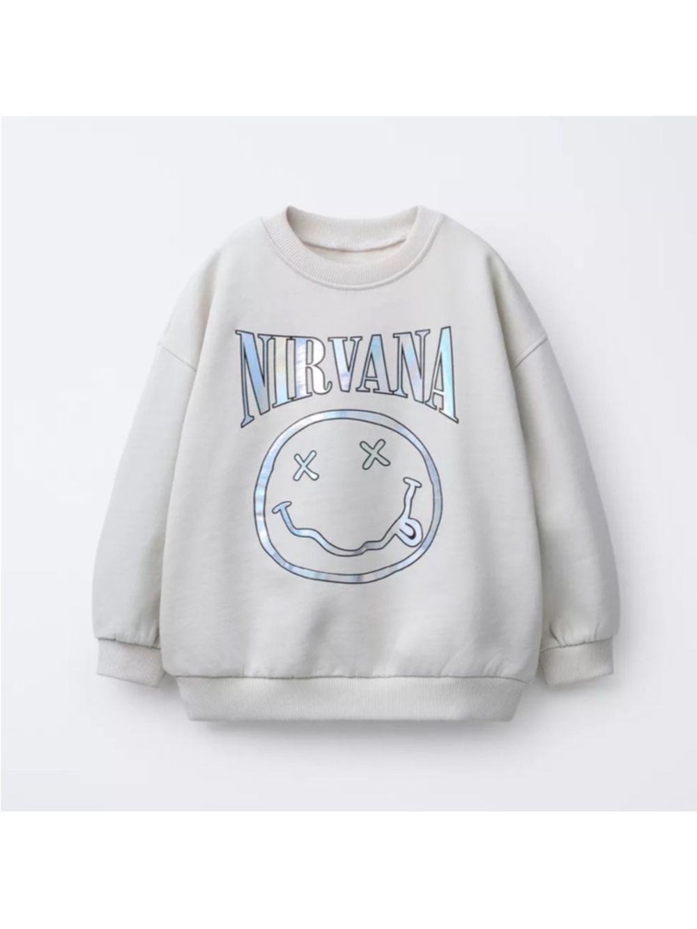 ZARA IRIDESCENT NIRVANA PRINT SWEATSHIRT